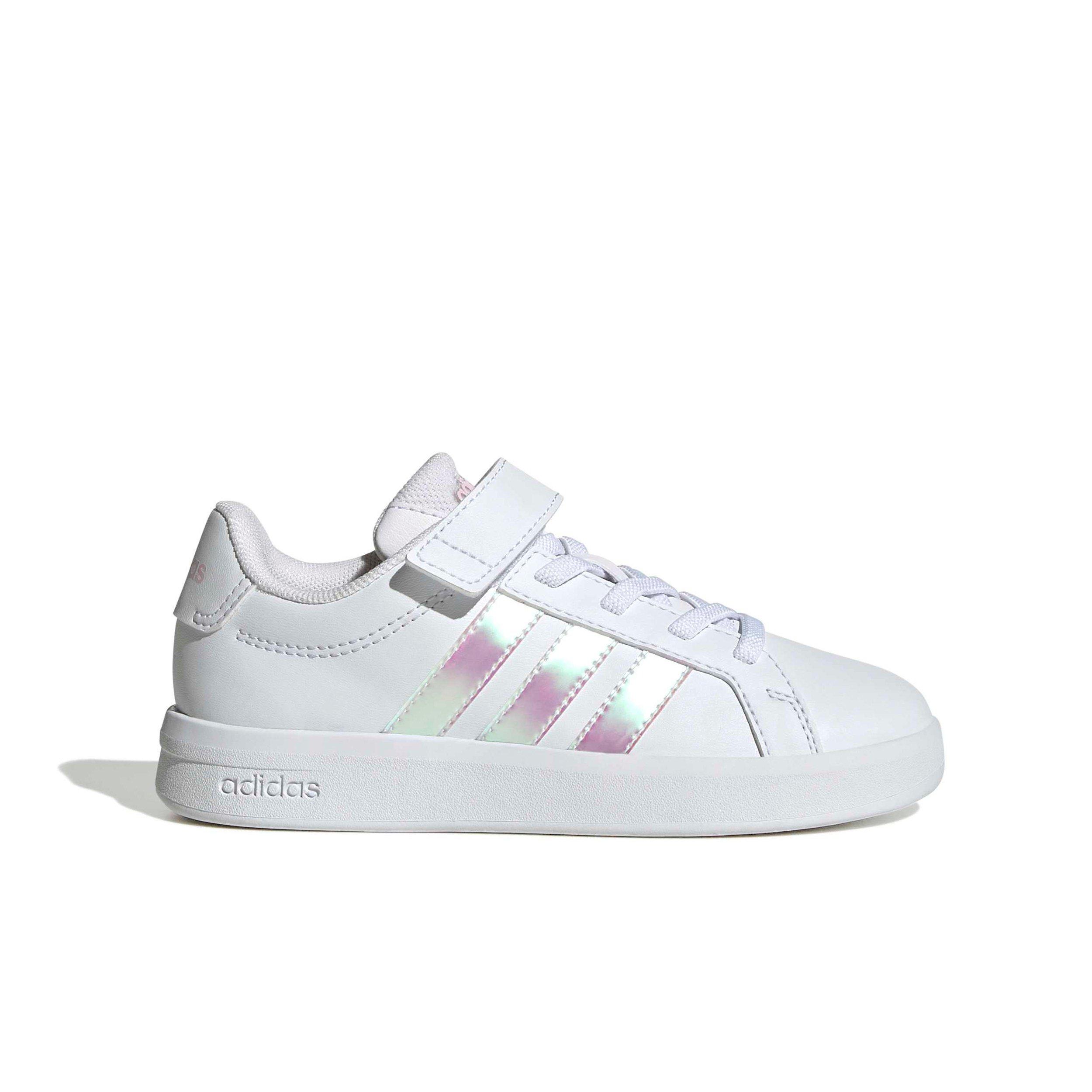 adidas Grand Court 3.0 EL C "Ftwr White/Iridescent/Ftwr White" Preschool Girls' Shoe - WHITE/IRIDESCENT/WHITE